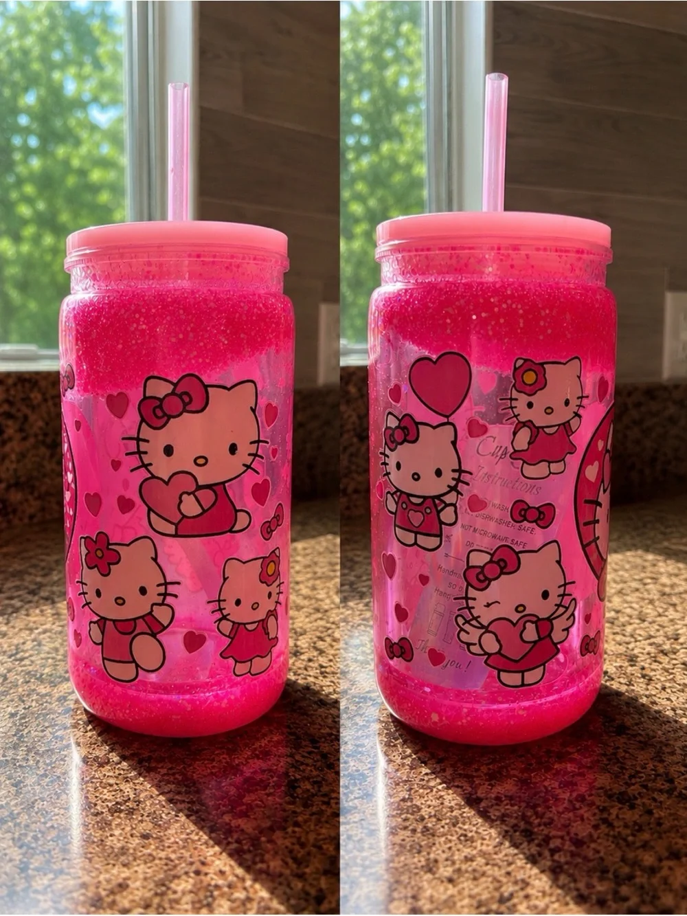 Hello Kitty Bright Pink Glitter Party Favor Jar